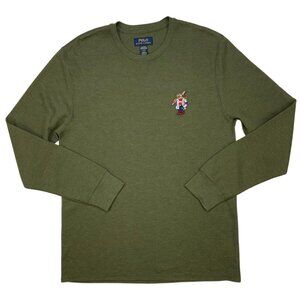 Polo Ralph Lauren Ski Polo Bear Sleepwear Thermal Shirt L Green Long Sleeve